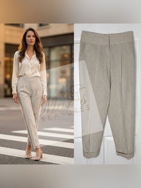 Bambah Linen Cropped Cuffed Pants